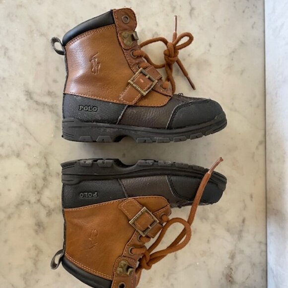 RALPH LAUREN POLO Brown Ankle Combat Dover Boots Size Child 10 - Picture 8 of 15
